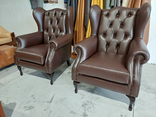 Wingback Chair-Bovine Brown