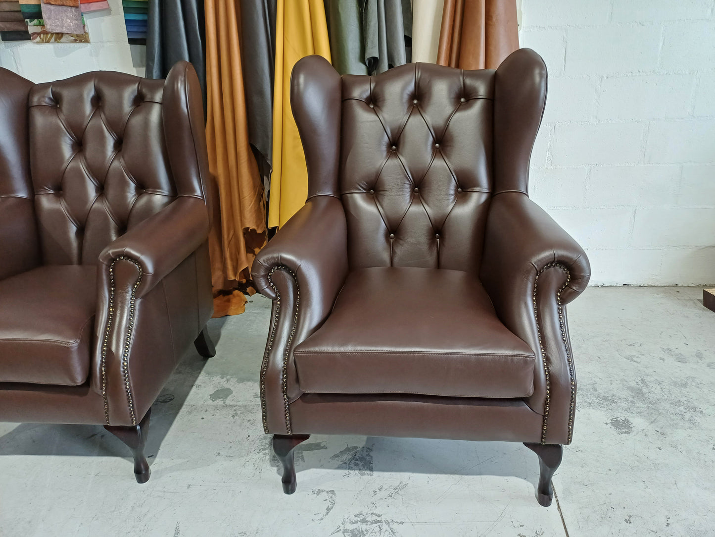 Wingback Chair-Bovine Brown