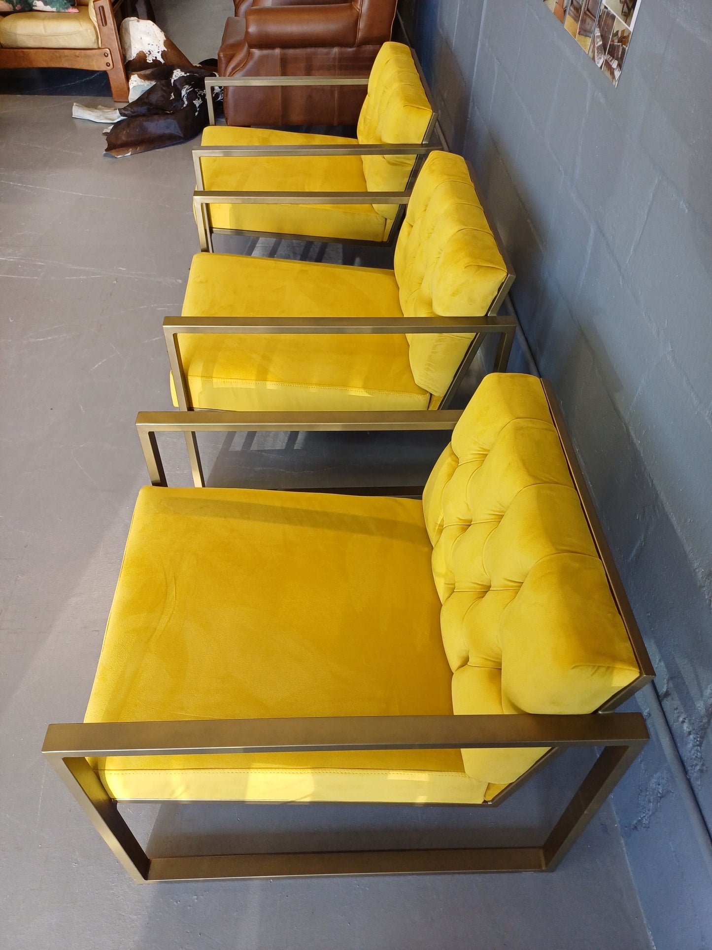 Occasional Chair Yellow Velvet