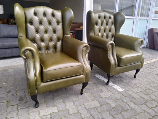 Wingback Chair-Olive Green