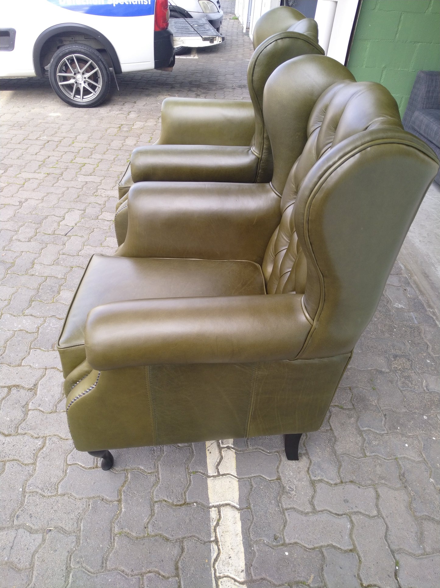 Wingback Chair-Olive Green