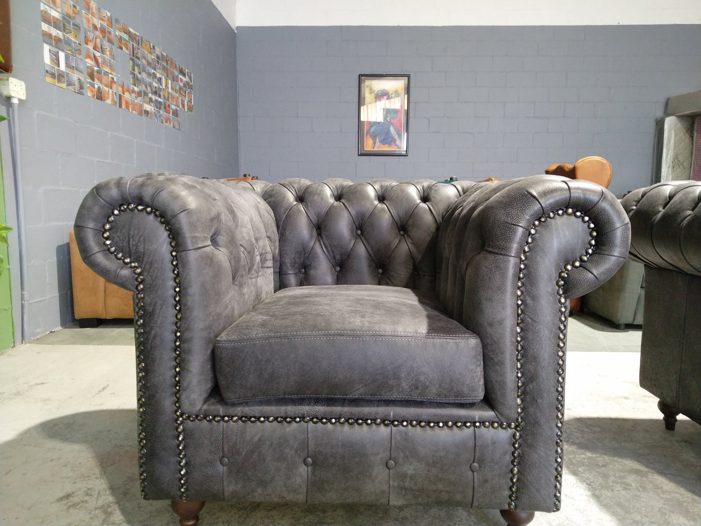 Chesterfield Chair-Woodlands Grey