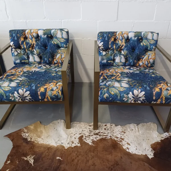 Occasional Steel Chair Floral Fabric