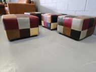 Patched Leather Cube Ottoman Cape Town – Full-Grain Genuine Leather Patchwork