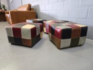 Patched Leather Cube Ottoman Cape Town – Full-Grain Genuine Leather Patchwork