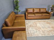 Bastion Studio Sofa Set Cape Town in full-grain leather, 2 + 3 seater, handcrafted by Maree Meubels