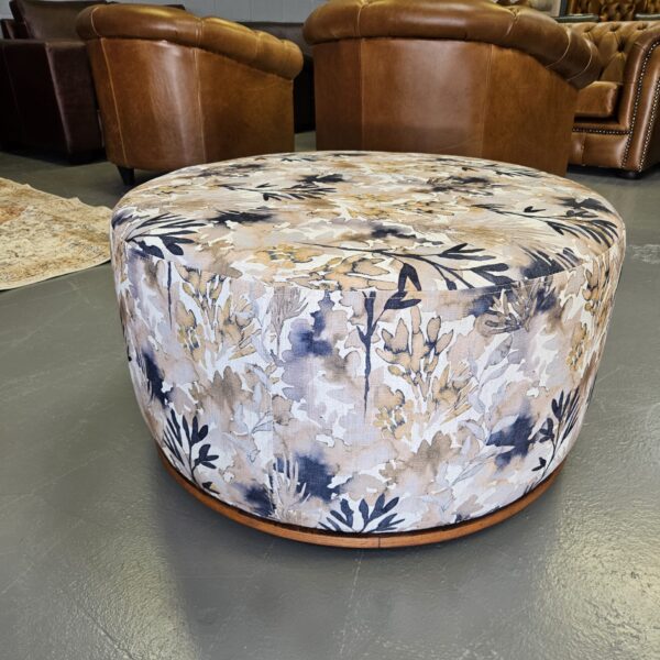 Fabric Ottoman with Wooden Base